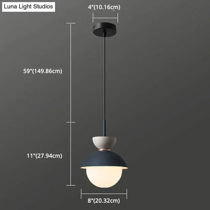 Nordic Macaroon Style Pendant Light with Frosted Glass Shade for Dining Room and Bedroom