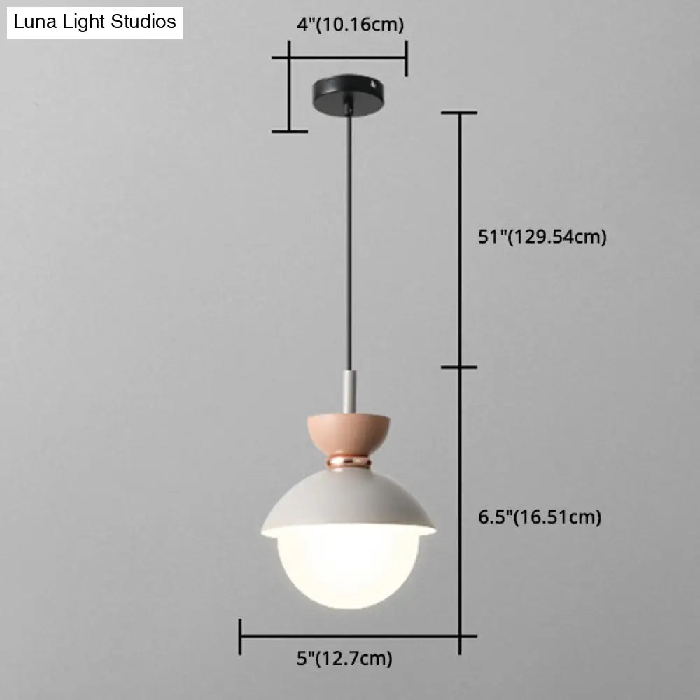 Nordic Macaroon Style Pendant Light with Frosted Glass Shade for Dining Room and Bedroom