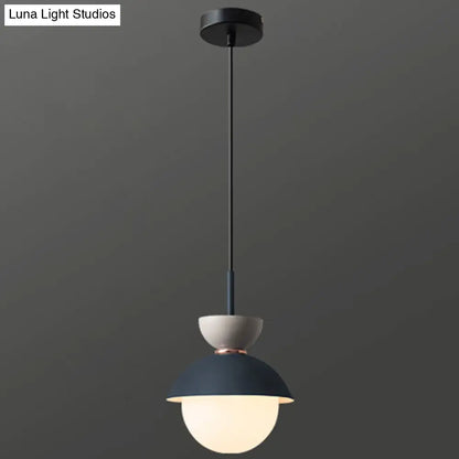 Nordic Macaroon Style Pendant Light with Frosted Glass Shade for Dining Room and Bedroom