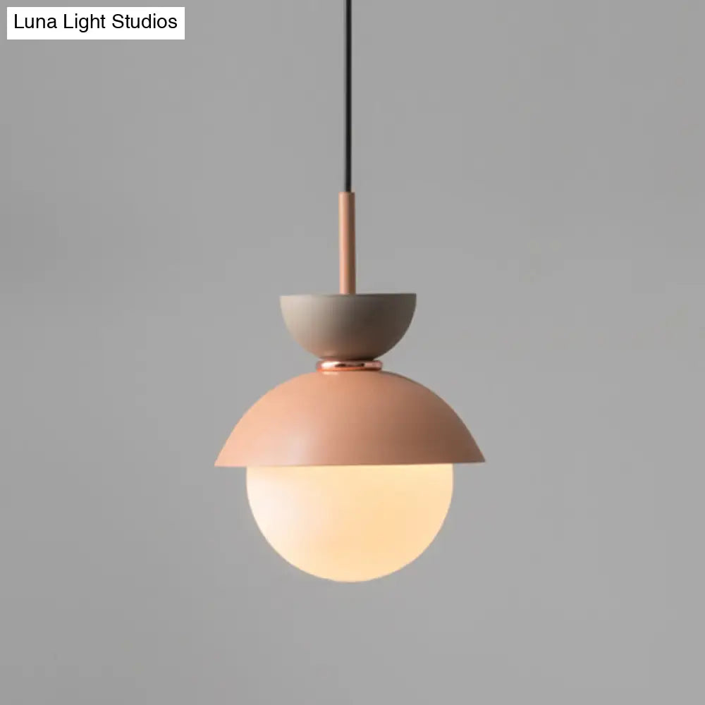 Nordic Macaroon Style Pendant Light with Frosted Glass Shade for Dining Room and Bedroom