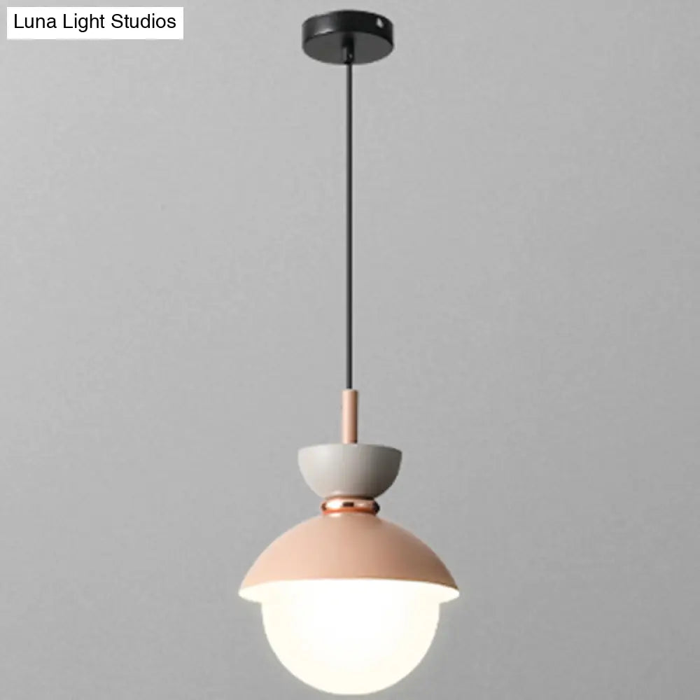 Nordic Macaroon Style Pendant Light with Frosted Glass Shade for Dining Room and Bedroom