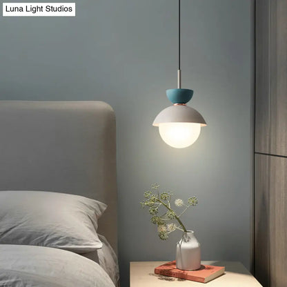 Nordic Macaroon Style Pendant Light with Frosted Glass Shade for Dining Room and Bedroom