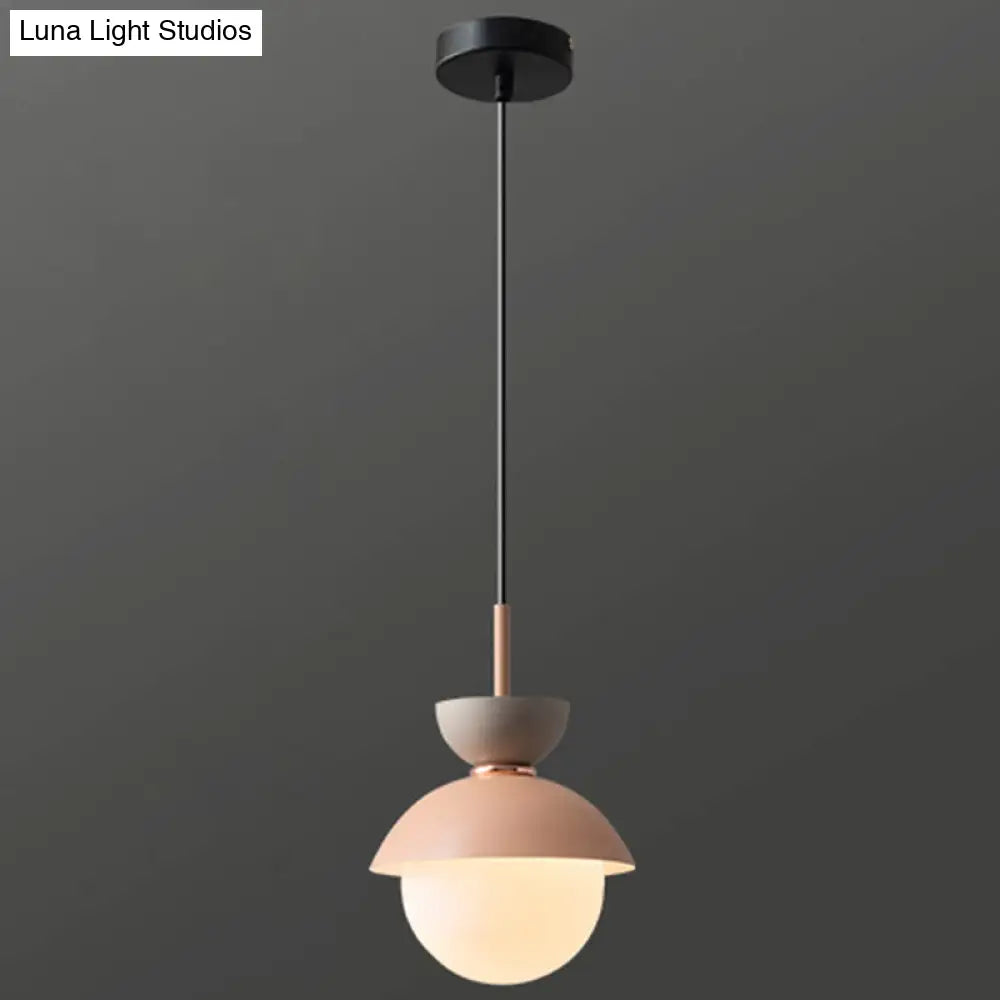 Nordic Macaroon Style Pendant Light with Frosted Glass Shade for Dining Room and Bedroom