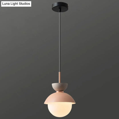 Nordic Macaroon Style Pendant Light with Frosted Glass Shade for Dining Room and Bedroom