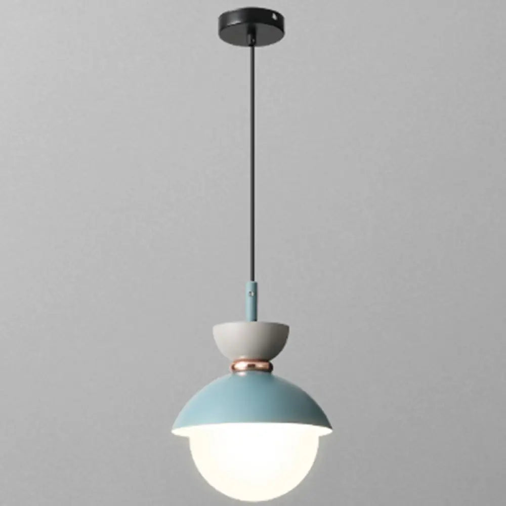 Nordic Macaroon Style Pendant Light with Frosted Glass Shade for Dining Room and Bedroom