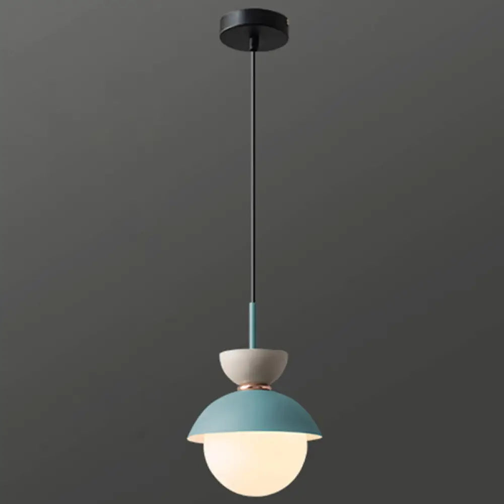 Nordic Macaroon Style Pendant Light with Frosted Glass Shade for Dining Room and Bedroom