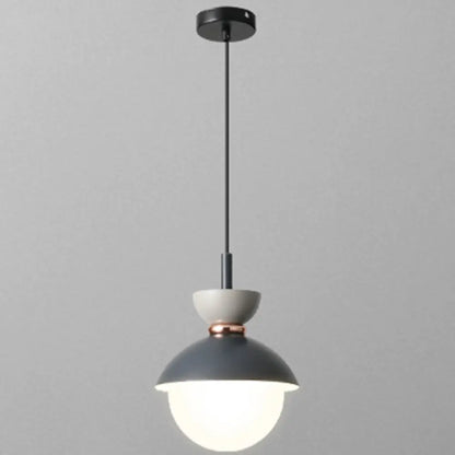 Nordic Macaroon Style Pendant Light with Frosted Glass Shade for Dining Room and Bedroom