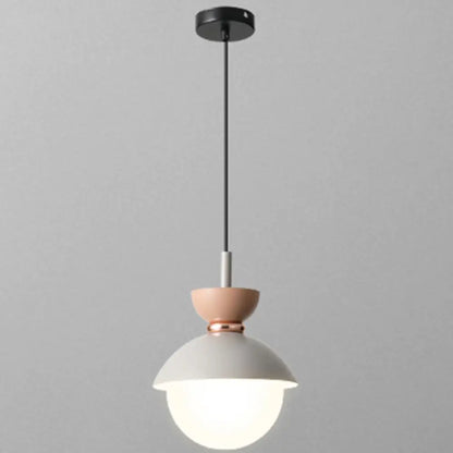 Nordic Macaroon Style Pendant Light with Frosted Glass Shade for Dining Room and Bedroom