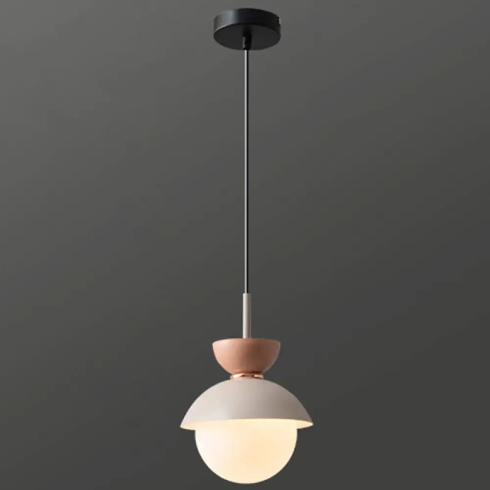 Nordic Macaroon Style Pendant Light with Frosted Glass Shade for Dining Room and Bedroom