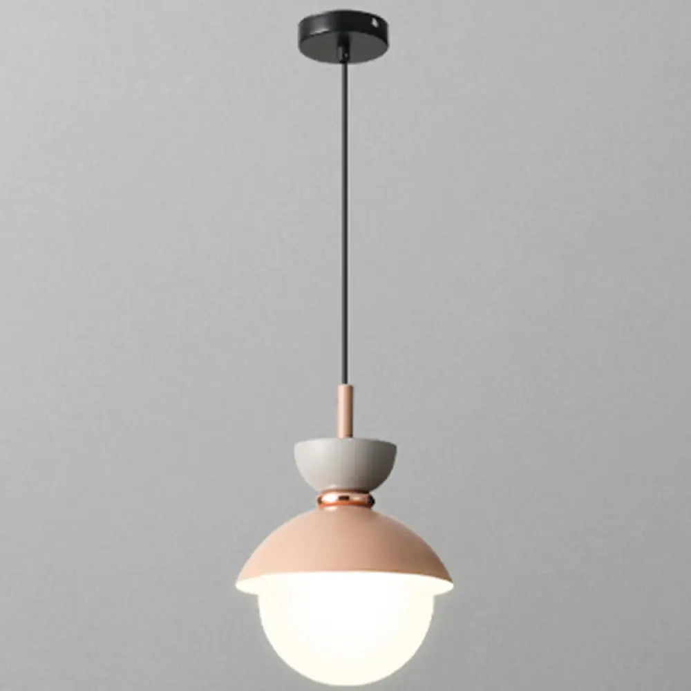 Nordic Macaroon Style Pendant Light with Frosted Glass Shade for Dining Room and Bedroom