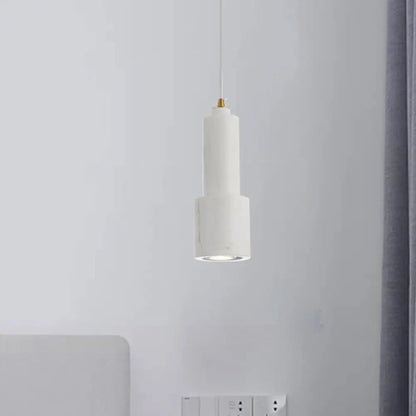 Nordic Marble 1-Light Suspended Pendant Lamp - White/Green Tube Hanging Ceiling Light for Living Room