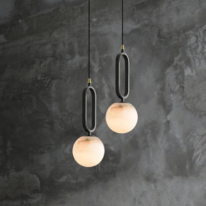 Nordic Marble Pendant Light With Polished Copper Accent - Decorbites