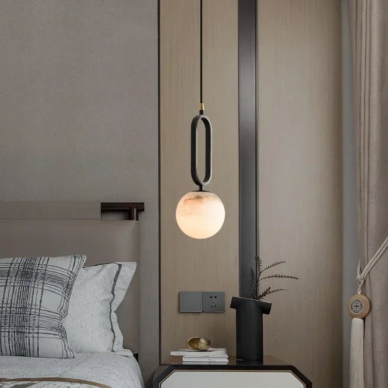 Nordic Marble Pendant Light With Polished Copper Accent - Decorbites