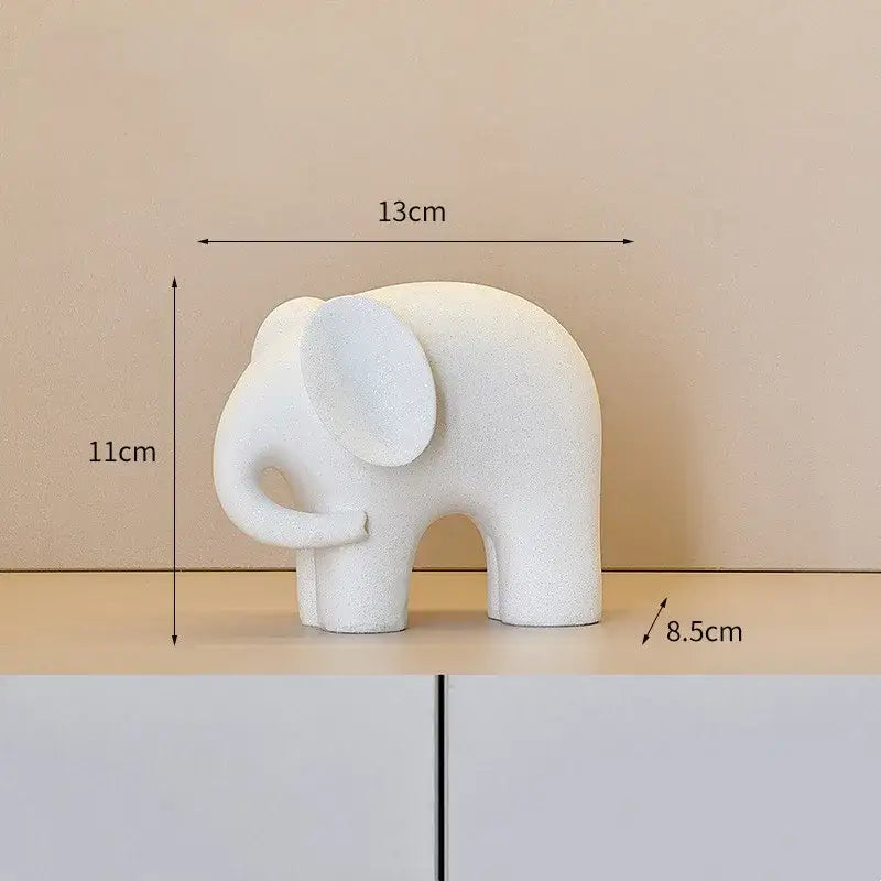 White ceramic decorbites elephant resin statue with smooth minimalist design for living room decorbites elephant decor