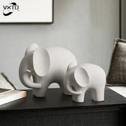 White ceramic nordic decorbites elephant resin statue set with smooth matte finish for living room decorbites elephant