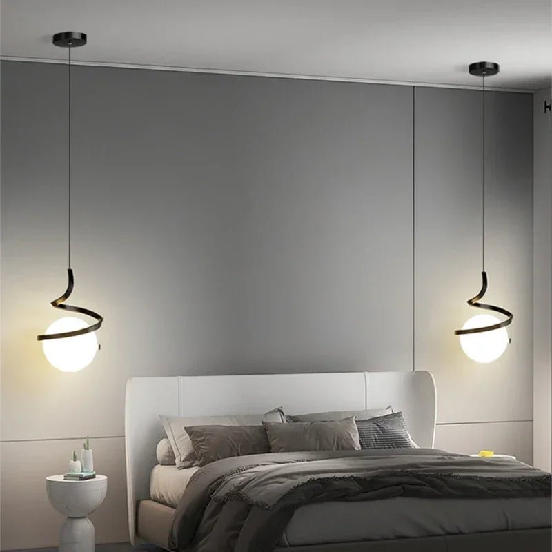 Nordic Metal Cord Pendant Light in White, Black, or Gold - Decorbites