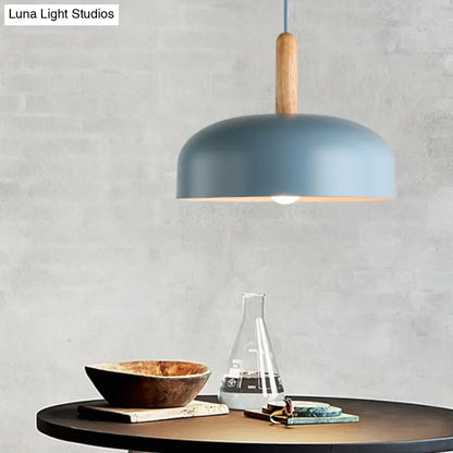 Nordic Metal Domed Ceiling Lamp: Blue Hanging Light Fixture for Living Room