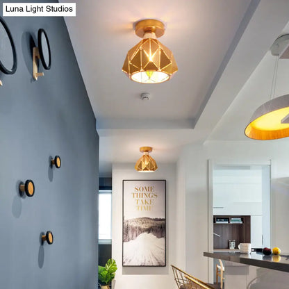 DecorBites™ DecorBites™ Nordic Metal Flush Mount Light - 1 Light Gray/Blue/Gold Fixture for Porch Ceiling