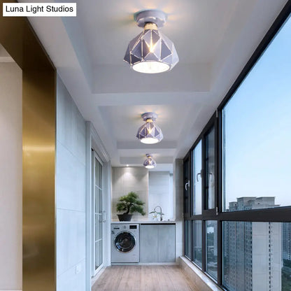 DecorBites™ DecorBites™ Nordic Metal Flush Mount Light - 1 Light Gray/Blue/Gold Fixture for Porch Ceiling