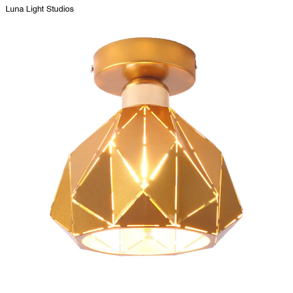 DecorBites™ DecorBites™ Nordic Metal Flush Mount Light - 1 Light Gray/Blue/Gold Fixture for Porch Ceiling