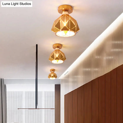 DecorBites™ DecorBites™ Nordic Metal Flush Mount Light - 1 Light Gray/Blue/Gold Fixture for Porch Ceiling