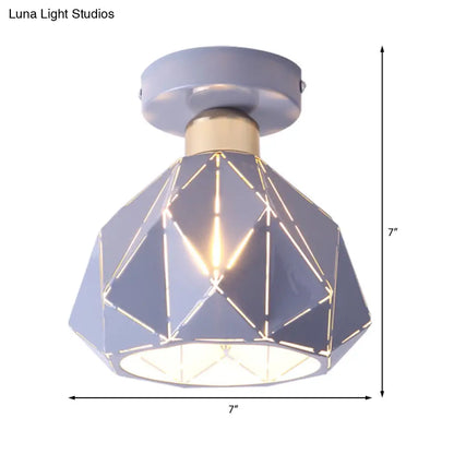 DecorBites™ DecorBites™ Nordic Metal Flush Mount Light - 1 Light Gray/Blue/Gold Fixture for Porch Ceiling