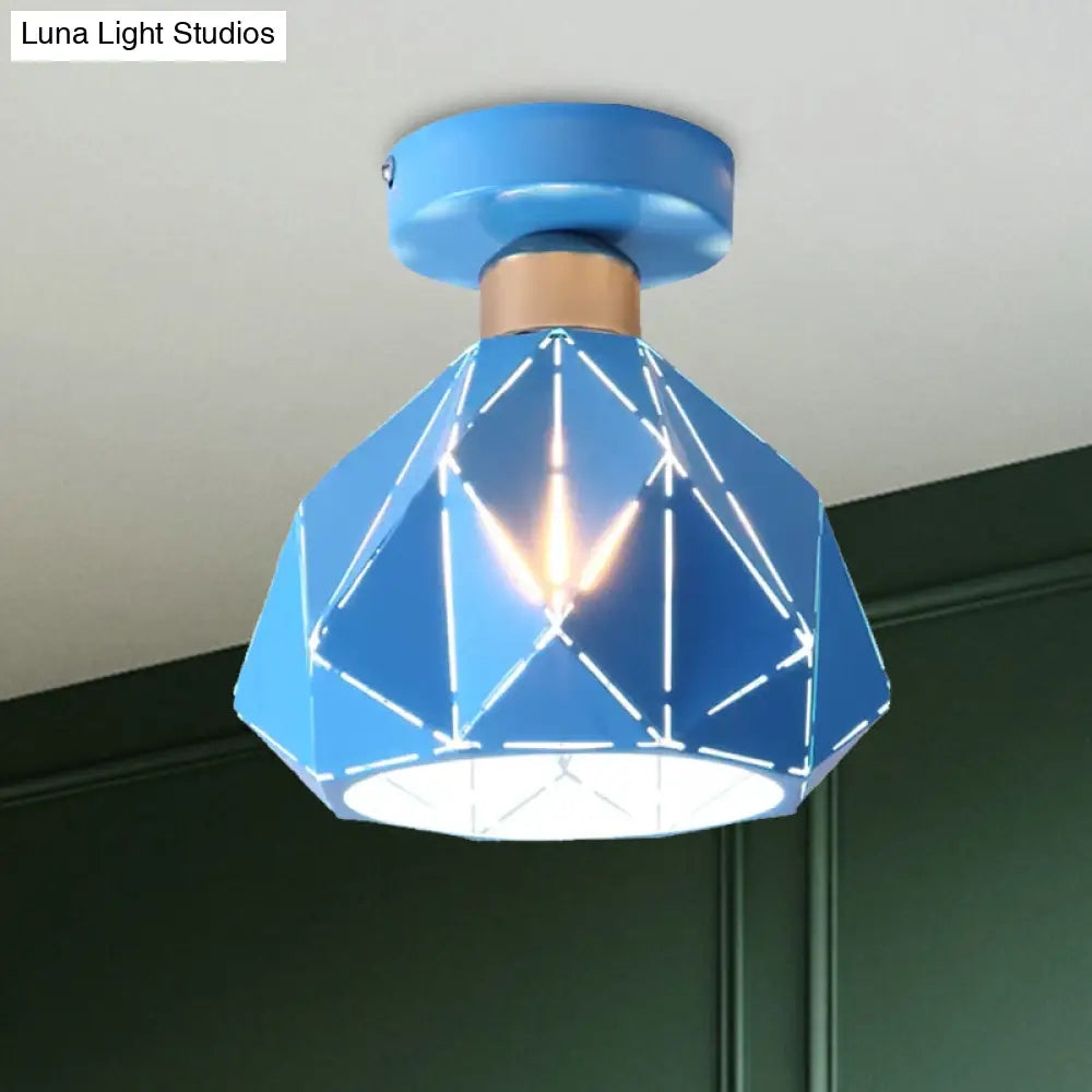 DecorBites™ DecorBites™ Nordic Metal Flush Mount Light - 1 Light Gray/Blue/Gold Fixture for Porch Ceiling