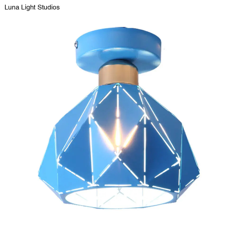 DecorBites™ DecorBites™ Nordic Metal Flush Mount Light - 1 Light Gray/Blue/Gold Fixture for Porch Ceiling