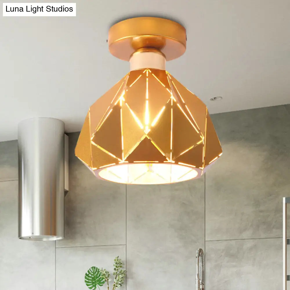 DecorBites™ DecorBites™ Nordic Metal Flush Mount Light - 1 Light Gray/Blue/Gold Fixture for Porch Ceiling