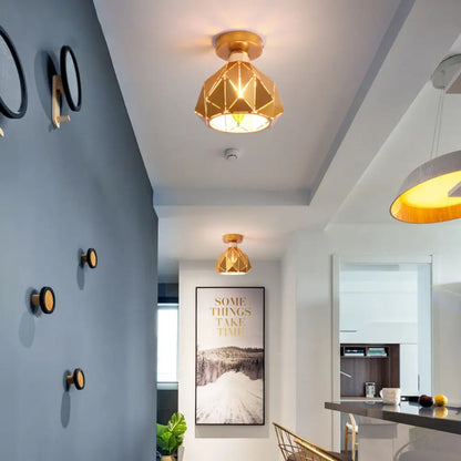 DecorBites™ DecorBites™ Nordic Metal Flush Mount Light - 1 Light Gray/Blue/Gold Fixture for Porch Ceiling