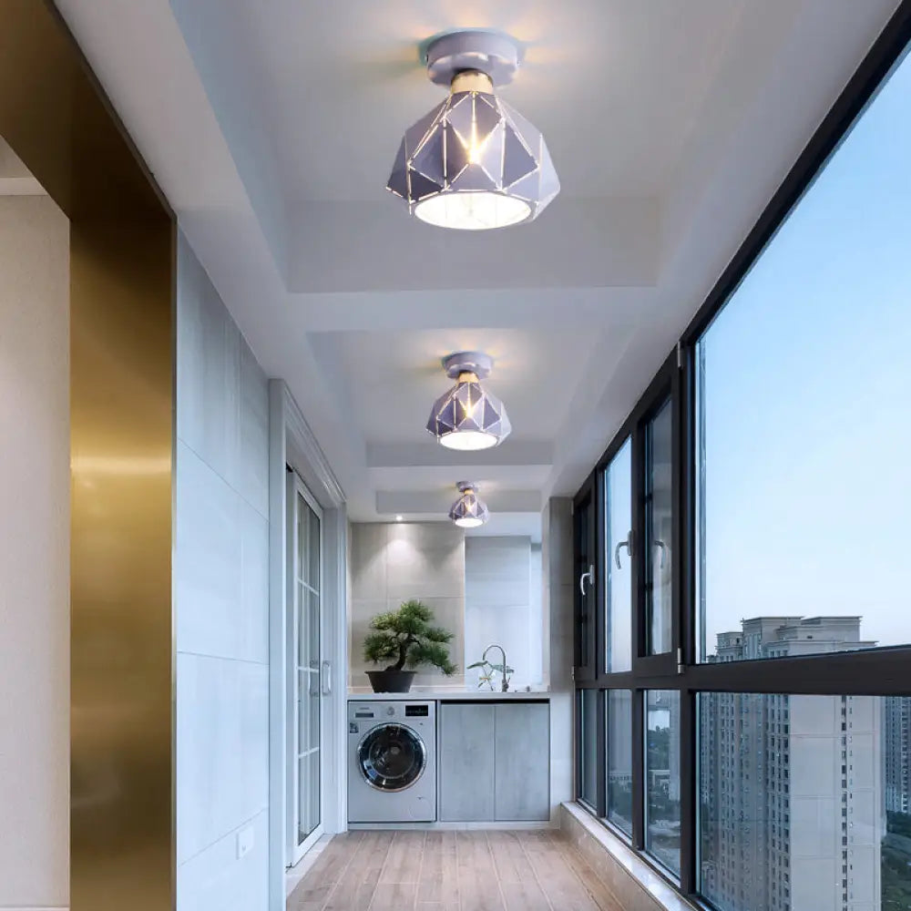 DecorBites™ DecorBites™ Nordic Metal Flush Mount Light - 1 Light Gray/Blue/Gold Fixture for Porch Ceiling