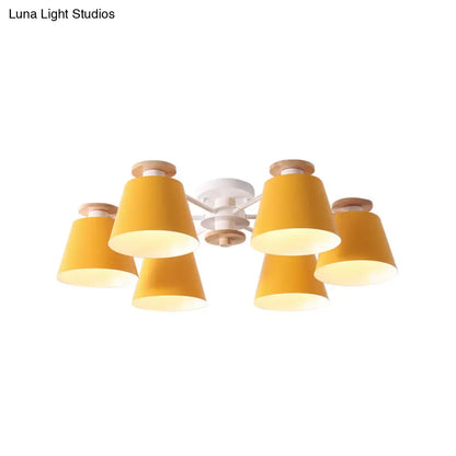 DecorBites™ DecorBites™ Nordic Metal Flushmount Ceiling Lamp - 6 Heads with Yellow/Blue Shades