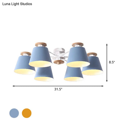 DecorBites™ DecorBites™ Nordic Metal Flushmount Ceiling Lamp - 6 Heads with Yellow/Blue Shades