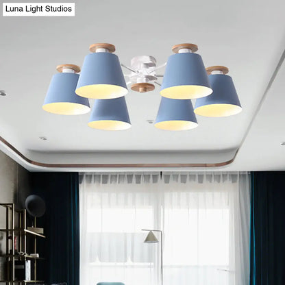 DecorBites™ DecorBites™ Nordic Metal Flushmount Ceiling Lamp - 6 Heads with Yellow/Blue Shades