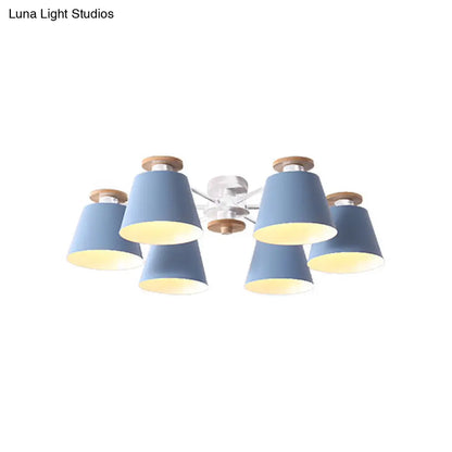DecorBites™ DecorBites™ Nordic Metal Flushmount Ceiling Lamp - 6 Heads with Yellow/Blue Shades