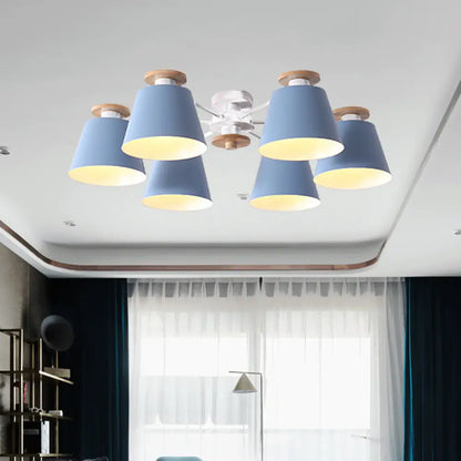 DecorBites™ DecorBites™ Nordic Metal Flushmount Ceiling Lamp - 6 Heads with Yellow/Blue Shades