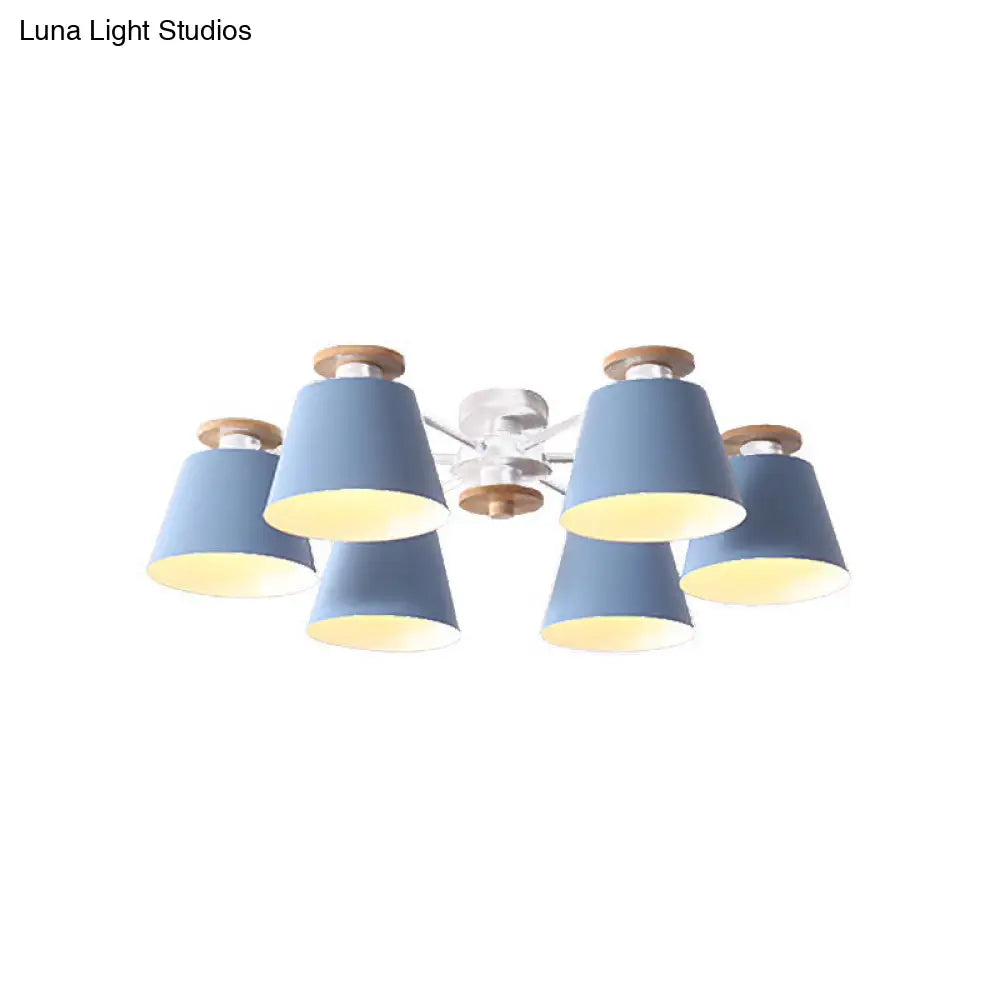 DecorBites™ DecorBites™ Nordic Metal Flushmount Ceiling Lamp - 6 Heads with Yellow/Blue Shades