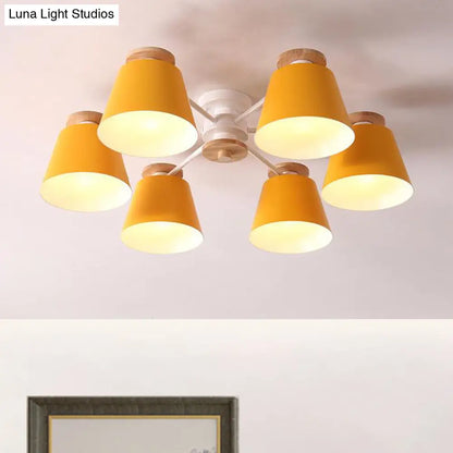 DecorBites™ DecorBites™ Nordic Metal Flushmount Ceiling Lamp - 6 Heads with Yellow/Blue Shades