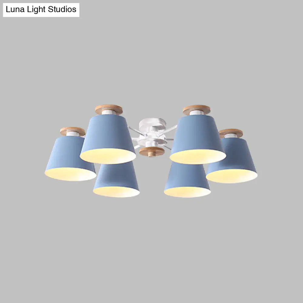 DecorBites™ DecorBites™ Nordic Metal Flushmount Ceiling Lamp - 6 Heads with Yellow/Blue Shades