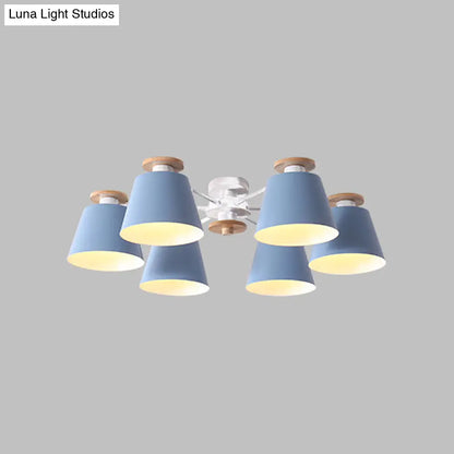 DecorBites™ DecorBites™ Nordic Metal Flushmount Ceiling Lamp - 6 Heads with Yellow/Blue Shades