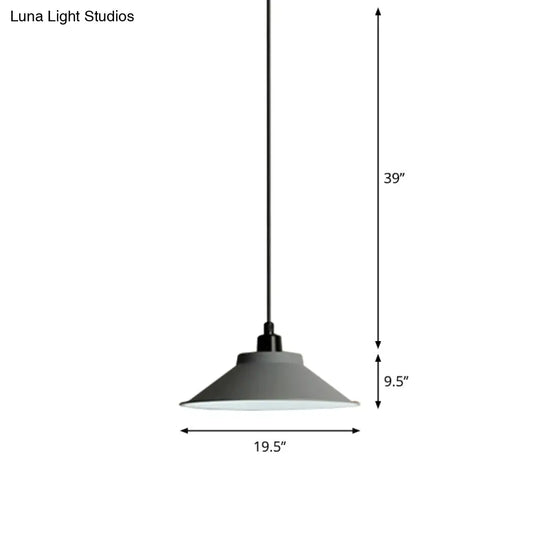 Nordic Metal Hanging Lamp with Grey Saucer Shape for Dining Room Ceiling - 1 Bulb Pendant Light