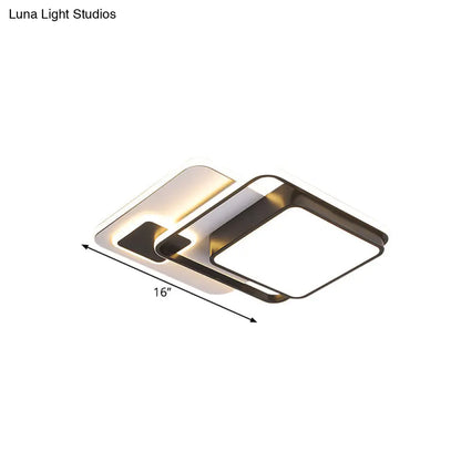 DecorBites™ DecorBites™ Nordic Metal Interlaced Square Ceiling Flush Mount LED Lamp - Warm/White Light - 16"/19.5" W - Black