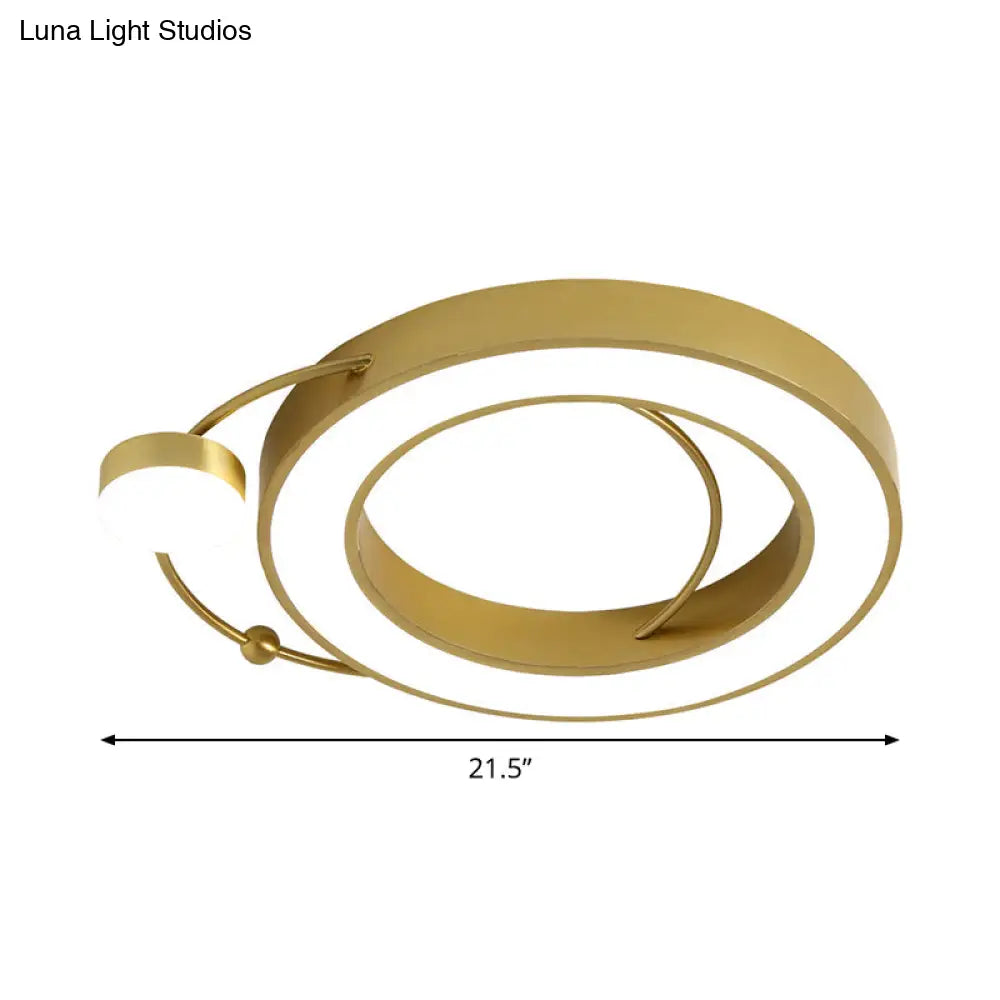 DecorBites™ DecorBites™ Nordic Metal LED Gold Round Flush Mount Lamp, Warm/White Light