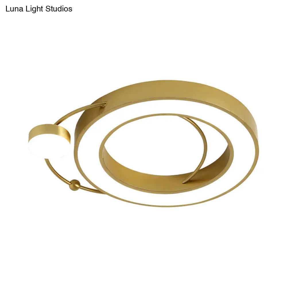 DecorBites™ DecorBites™ Nordic Metal LED Gold Round Flush Mount Lamp, Warm/White Light