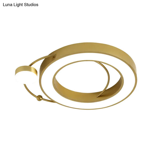 DecorBites™ DecorBites™ Nordic Metal LED Gold Round Flush Mount Lamp, Warm/White Light