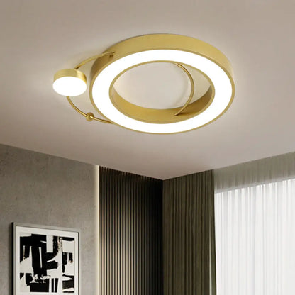 DecorBites™ DecorBites™ Nordic Metal LED Gold Round Flush Mount Lamp, Warm/White Light