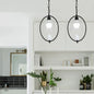 Nordic Metal Oval Pendant Lamp with Clear Glass Shade - Single Head, White/Black