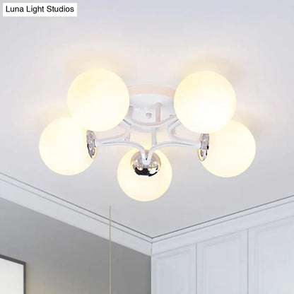 DecorBites™ Lámpara de techo semiempotrada nórdica de metal con pantalla de cristal esférica - 3/5/9 luces para sala de estar