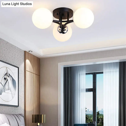 DecorBites™ Lámpara de techo semiempotrada nórdica de metal con pantalla de cristal esférica - 3/5/9 luces para sala de estar