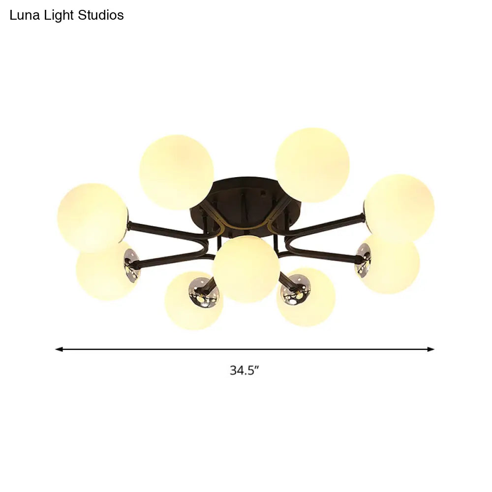 DecorBites™ Lámpara de techo semiempotrada nórdica de metal con pantalla de cristal esférica - 3/5/9 luces para sala de estar